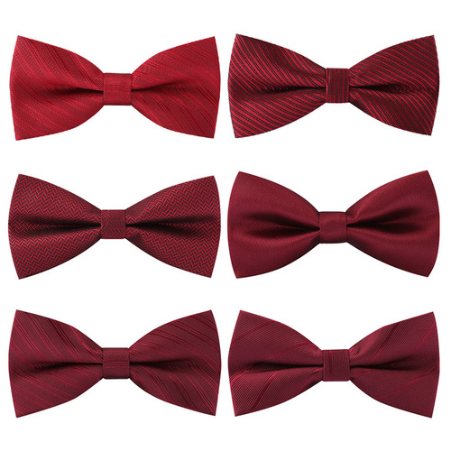 Men's bow tie, groomsmen, wine red, black and blue shirt, wedding, British and Korean version, trendy bow for women