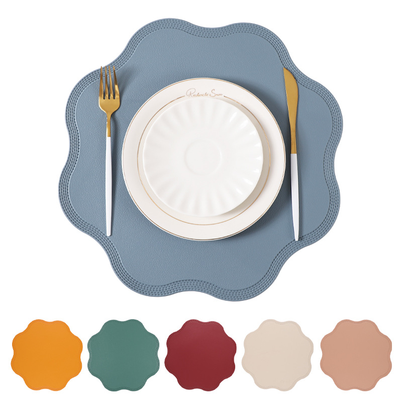 2025pvc cojín de mesa en relieve de cuero, mantel de flor de cuero espumado, mantel protector anti-escaldado de mesa, temu