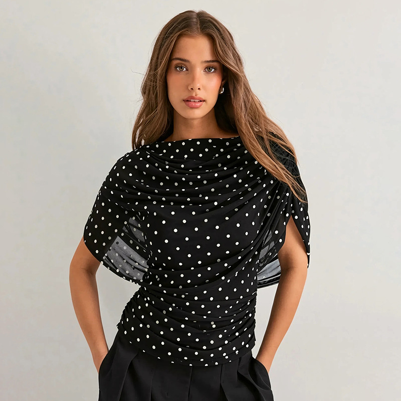 J25Tp439 European and American Style Hot-Selling Women's New Pure Color Scarf Collar Fashionable Draped Sleeveless Slim Short Top 4