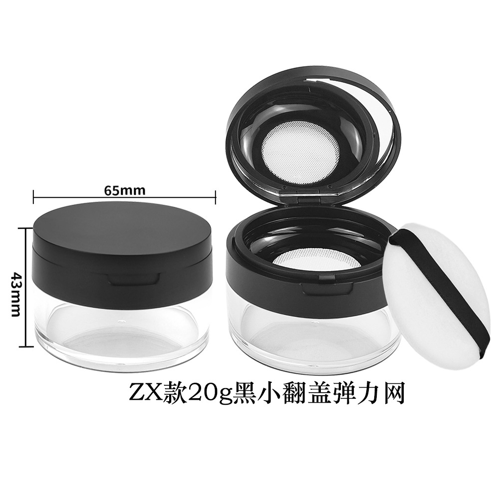 Materiales de embalaje para polvos sueltos en stock: caja dispensadora de polvo suelto ultrafina con tapa abatible y malla elástica grande, para 8g, 15g, 20g.