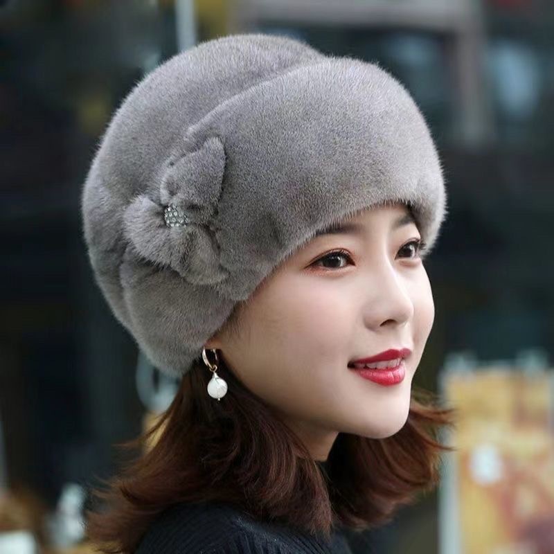 冬季时尚老人加绒奶奶加厚保暖女士针织毛线帽妈妈中老年帽子|undefined