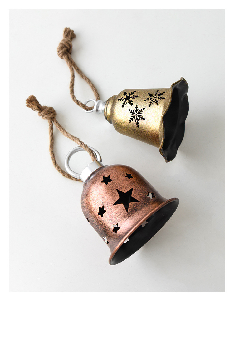 Weihnachtsbaumglocken-Set | Hängender Anhänger aus Eisen mit Klang für Weihnachtsbaum- und Partydekorationen_voghion.com