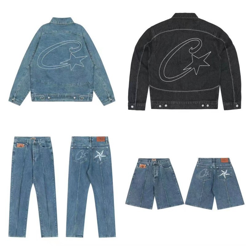 Foreign Trade American Fashion Island Casual Suit High Street Men and Women Couple Trendy Denim Jacket Casual Jeans