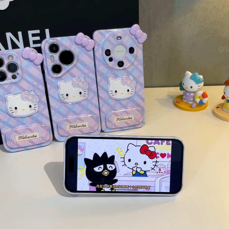 チェック柄 KT リボンは Apple/Huawei/oppo/Xiaomi/vivo 落下防止フィルムの新しい携帯電話ケースに適しています|undefined