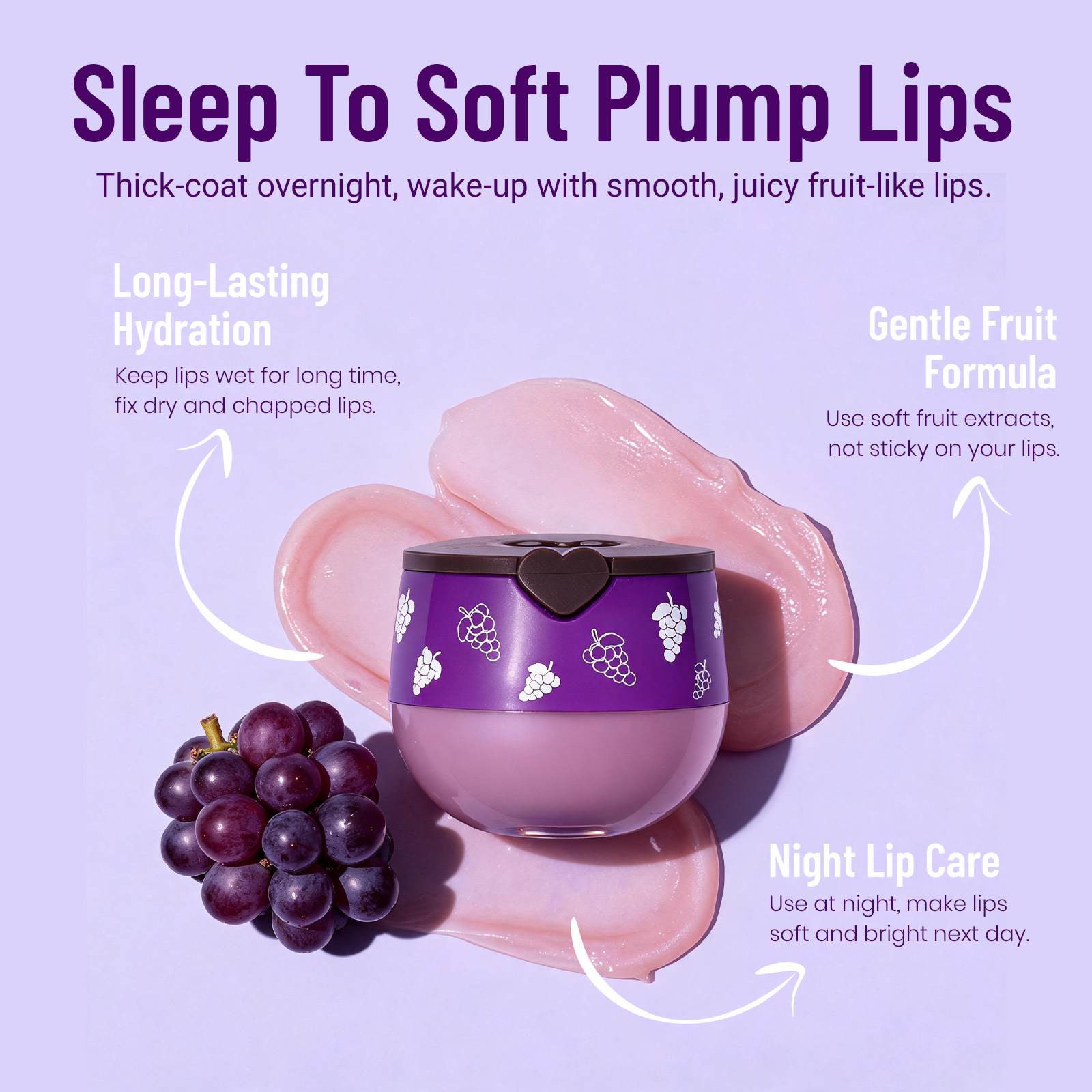 Cross-Border Popular Product: Heart-Shaped Lip Mask, Moisturizing and Hydrating Lip Care Lip Balm, No Logo