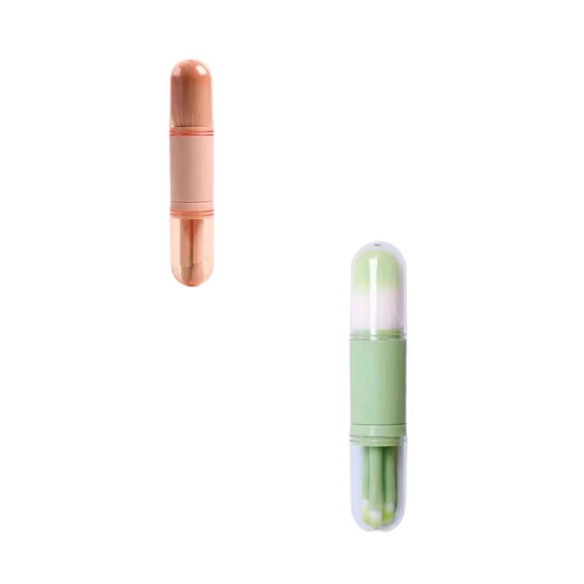 Cepillo de rubor portátil 4-en-1 viaje pequeño conjunto maquillaje sombra de ojos cepillo de maquillaje de viaje portátil ultra-pequeño conjunto de tres piezas