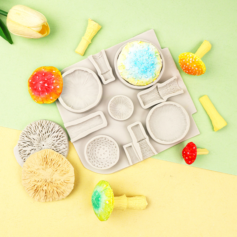 Tridimensional seta serie chocolate silicona dibujos animados pastel decoración plug-in decoración pequeña seta fondant arcilla herramienta