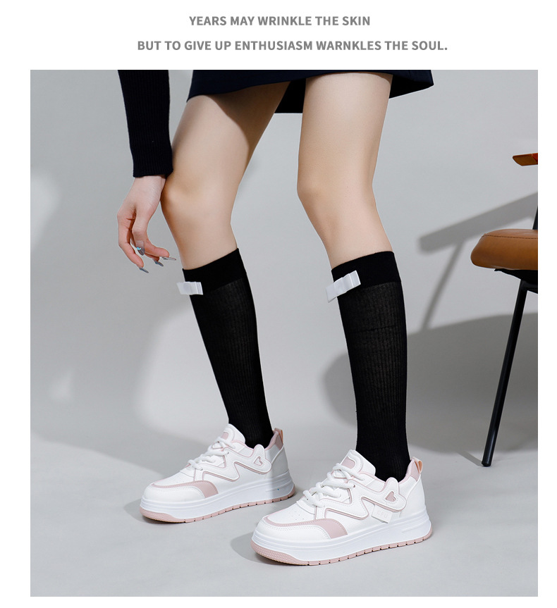 Weiße Damen Freizeitschuhe Trendy Sneaker Mit Dicker Sohle_voghion.com