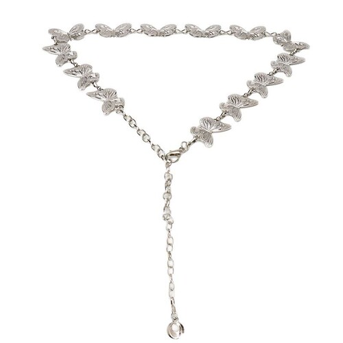 Engraved Pure Silver Five-Star Waist Chain for Women, Vintage Bohemian Style Decorative Belt to Match Dresses, Metal Butterfly Belt for Women