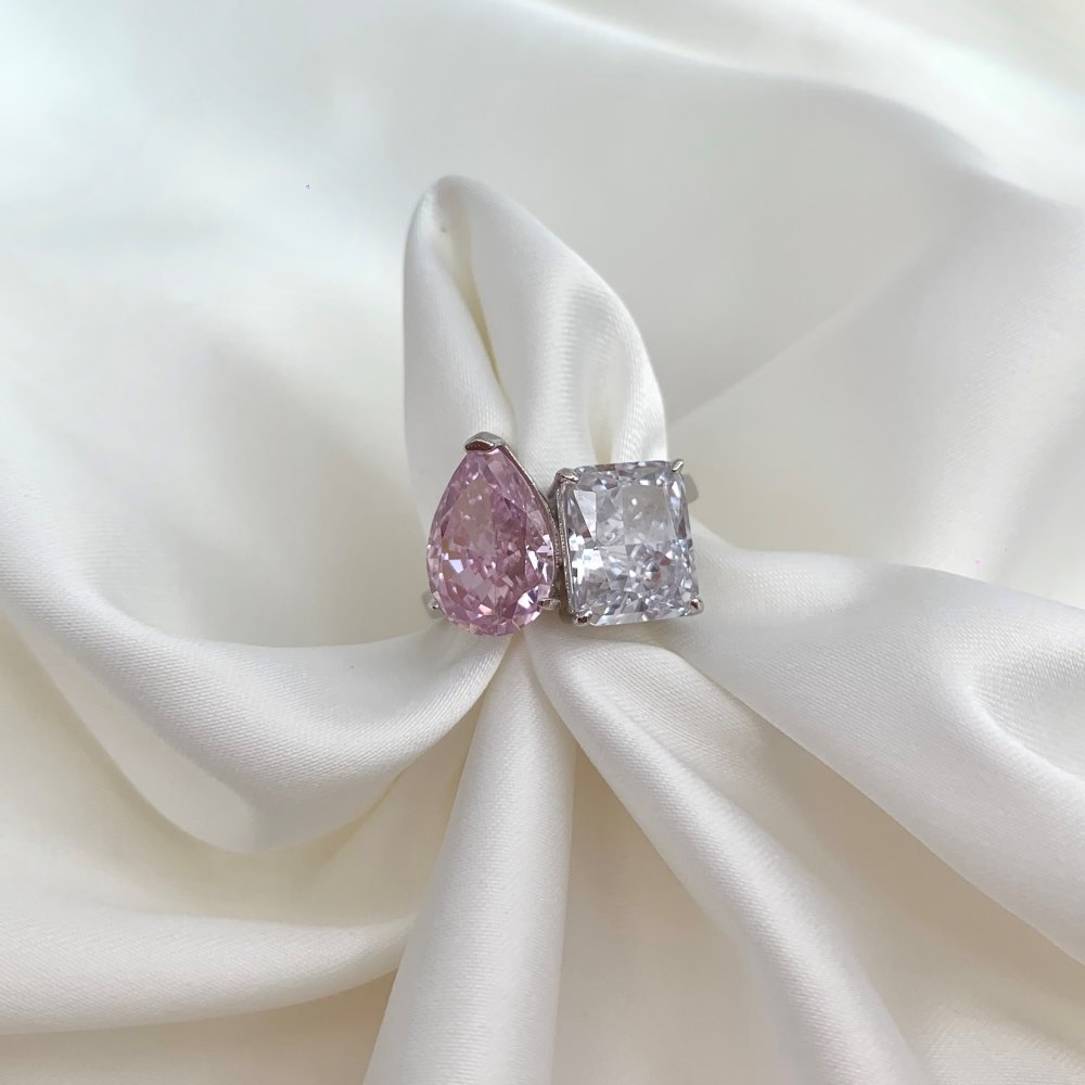 Fashion Geometric Sterling Silver Inlay Zircon Rings 1 Piece