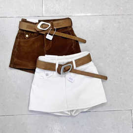 韩魅儿工厂档口图片2025年冬季灯芯绒加厚弹力秋冬短裤女裙裤1866