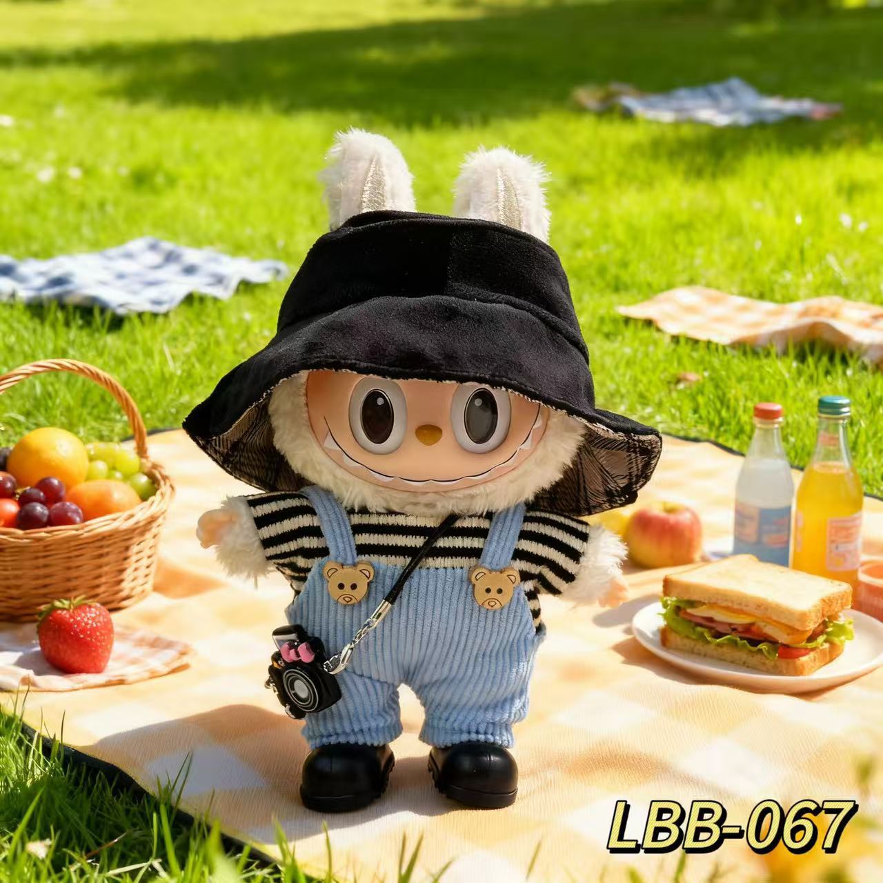 Una, dos y tres generaciones de labu picnic set casual labubu ropa de bebé vestible 17cm muñeca lindo cambio de ropa image 10