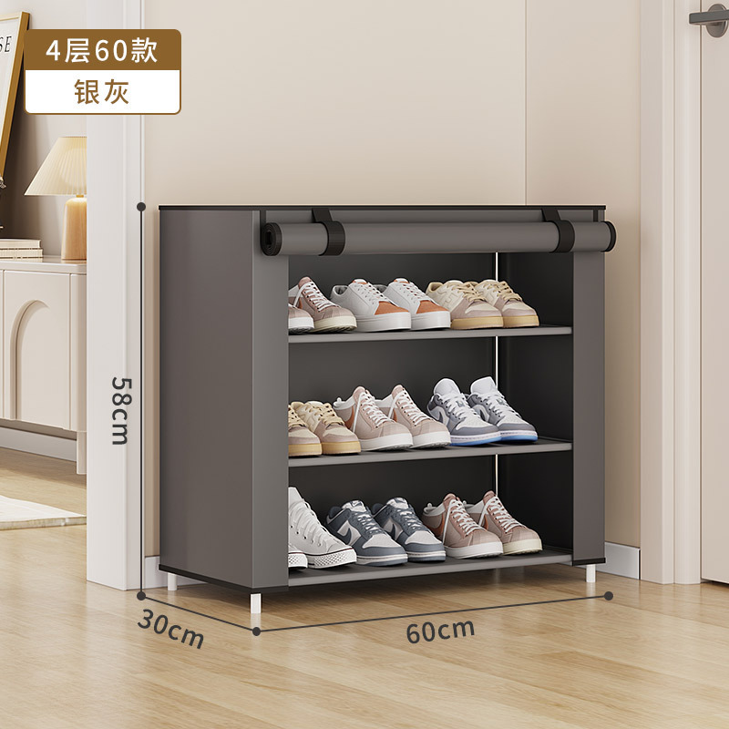 Estante de zapatos simple multicapa a prueba de polvo ensamblaje doméstico económico ahorro de espacio puerta de dormitorio pequeño estante de zapatos almacenamiento armario de zapatos