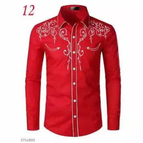 Can Be Shipped on Multiple Platforms, New Retro Men's Long-Sleeved Shirts, Casual, Light and Fashionable Patterned Shirt Tops