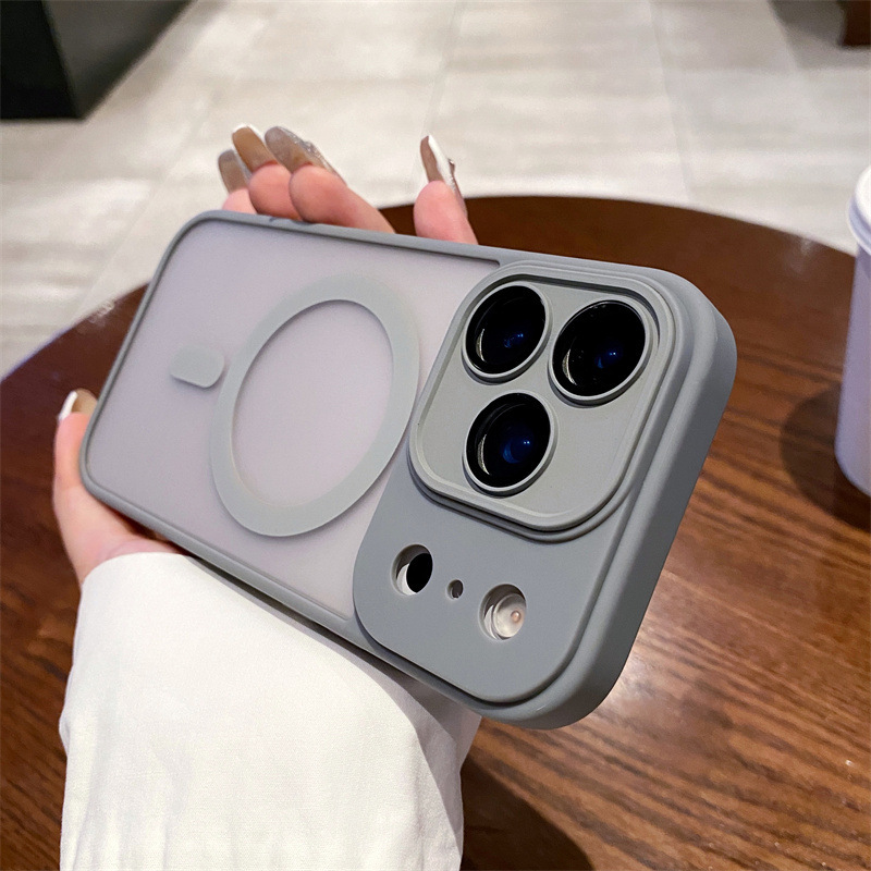 La piel de la escudo esmerila succión magnética para Apple 17PRO caso de teléfono celular iPhone 16 / 15 lente película protector a prueba de caídas