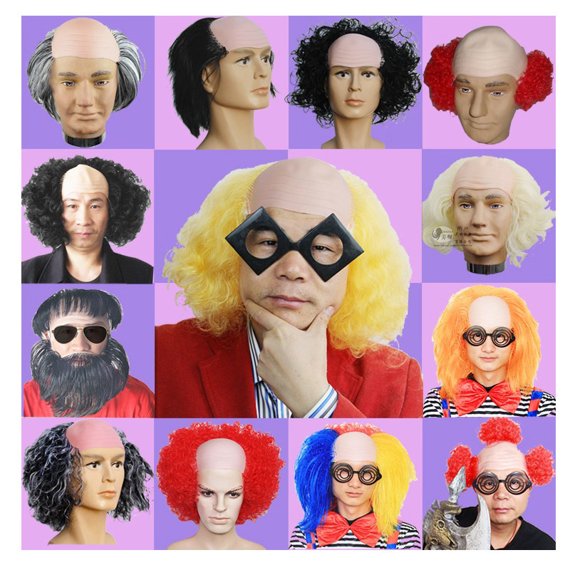 Clown bald funny wig Toyo samurai Christmas Halloween masquerade props factory direct new Clown bald funny wig Toyo samurai Christmas Halloween masquerade props factory direct new