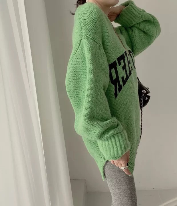 round neck letter printing pullover loose knitted sweater nihaostyles clothing wholesale NSFYF85649