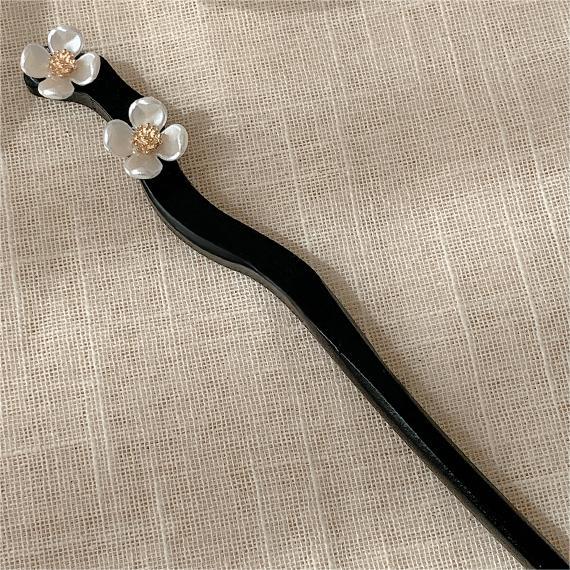 Horquilla de camelia, estilo antiguo negro, bola simple, accesorios para el cabello, placa de sentido avanzado, horquilla, tocado, temperamento, horquilla Hanfu