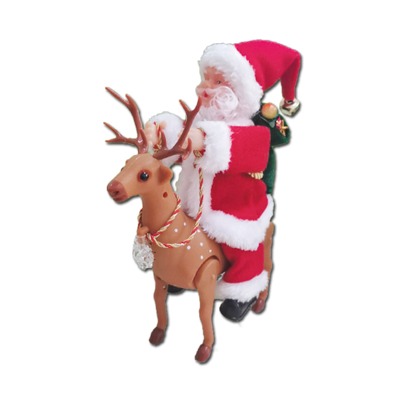 Nuevo creativo montar ciervos con música Santa Claus juguete eléctrico regalo de Navidad decoraciones de regalo de vacaciones