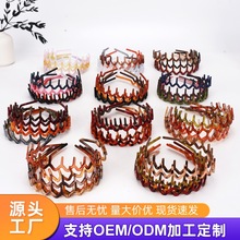 爆款防滑带齿简约塑料发箍固定碎发刘海头箍百搭彩色细款波浪梳齿