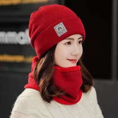 帽子女冬季韩版休闲骑车保暖加绒加厚防寒护耳女士围脖毛线帽秋冬|undefined