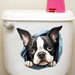 創意新款可愛狗狗自粘牆貼畫馬桶貼冰箱貼防水可移除裝飾貼畫A-64