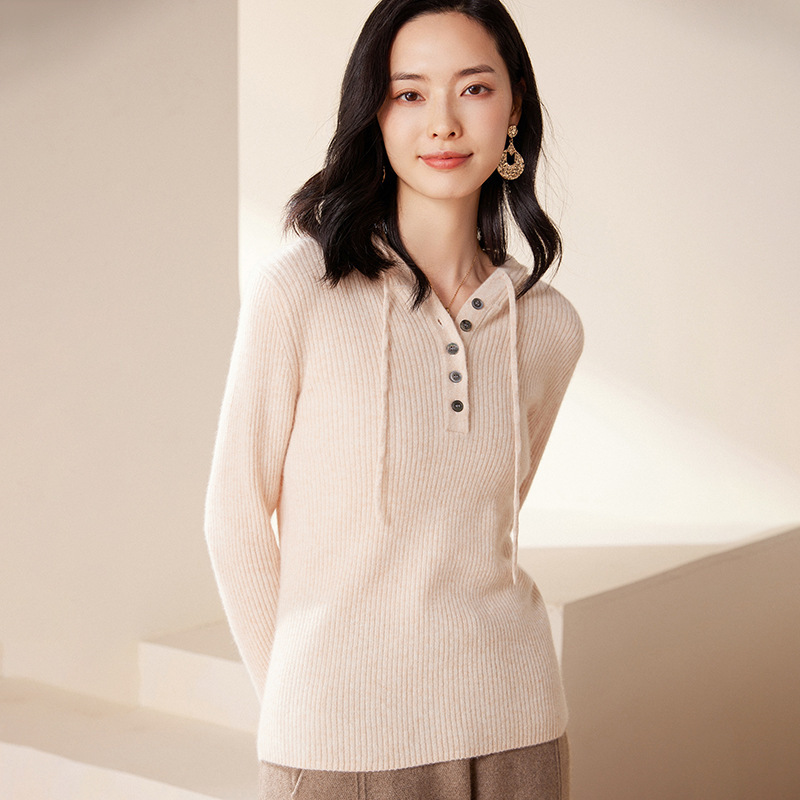 Cashmere Hoodie Women 100 Pure Cashmere Autumn and Winter New Slim Fit Slimming Hooded Sweater Knitted Sweater