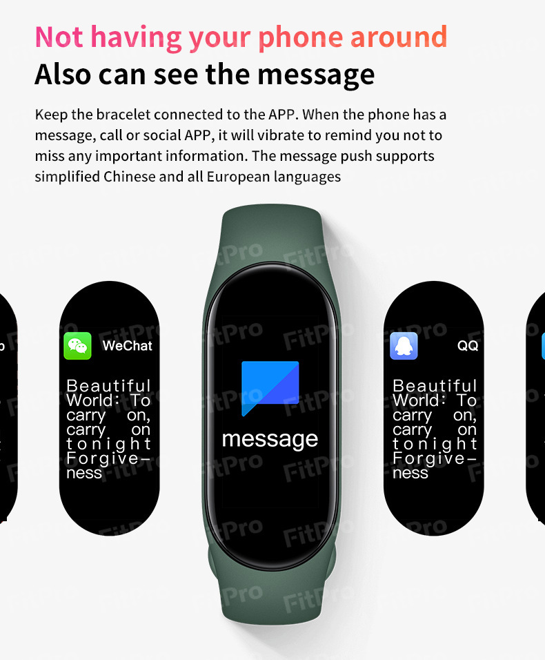 M7 Smart bracelet, color screen sports bracelet, step-counting multi-functional bracelet, heart rate, blood pressure, sleep, music cross-border Specification drawing