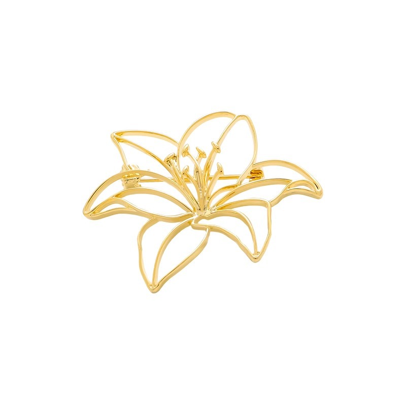 Spilla elegante da donna con fiore di giglio cavo, anti-esposizione, di alta qualità, accessori per abbigliamento all'ingrosso_voghion.com