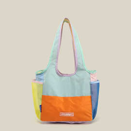 小众设计撞色单肩包包女2025新款韩国时尚大容量手提包逛街购物袋