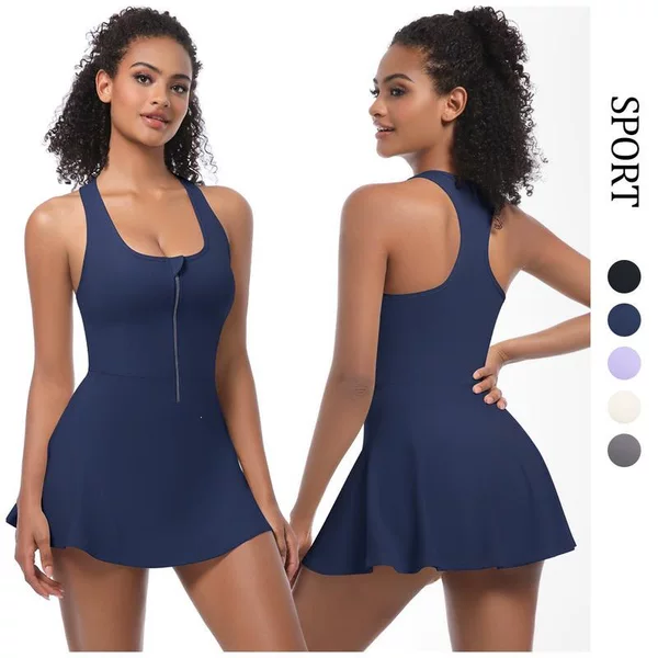 B 90535 Two Piece Slim Fit Sport Dress, faux two-piece sports dress