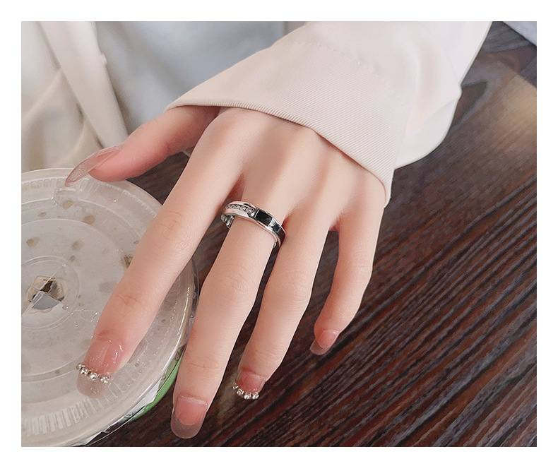 Modern Style Cool Style Geometric Sterling Silver Epoxy Inlay Zircon Rings display picture 4