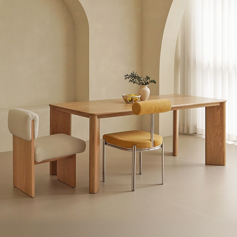 Japanese Style Solid Wood Dining Table Modern Simple Wooden Dining Table Rectangular Large Board Table Homestay Home Dining Table and Chair Combination