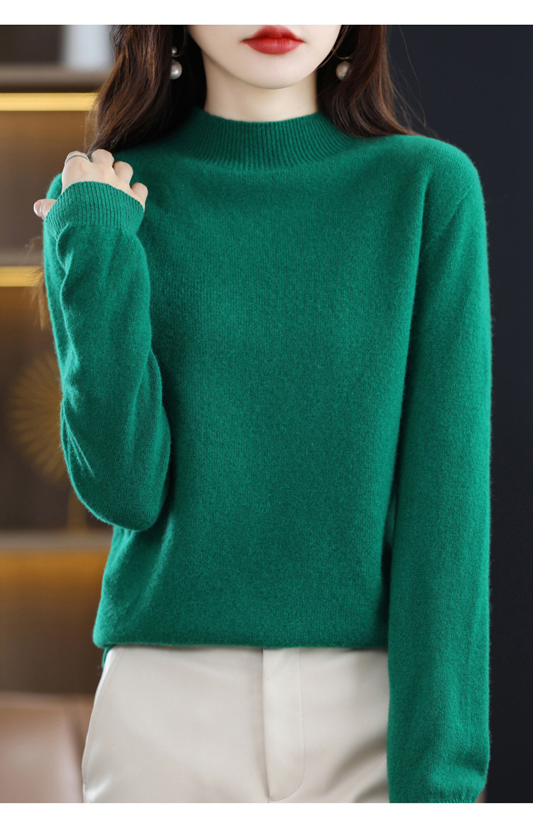Suéter de lana estilo corto con cuello medio alto, novedad de invierno 2022, suéter ajustado y cálido para mujer, moderno y versátil