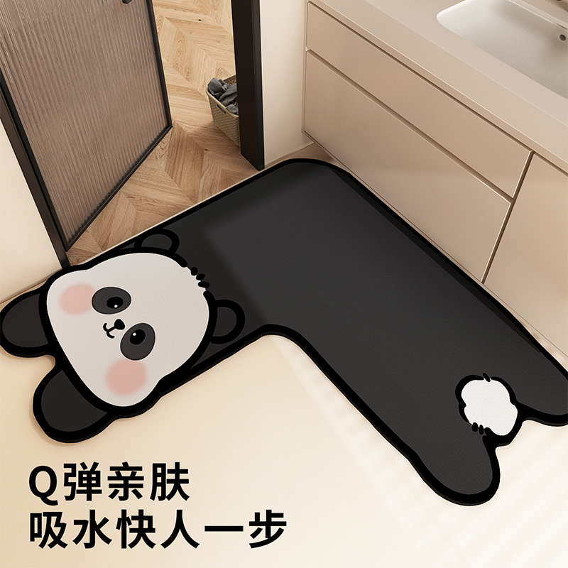 卡通L形转角硅藻泥地垫浴室强吸水脚垫家用耐脏速干耐磨防滑垫子|undefined