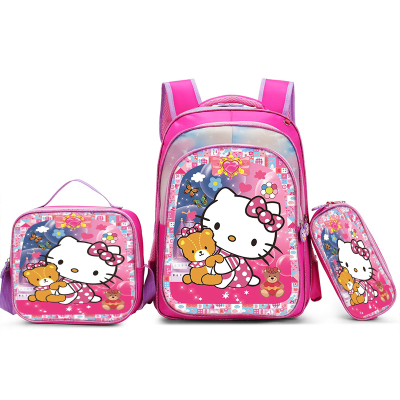 Nuevo Kpop América del Sur 16 pulgadas tres piezas juego de tirón para niños 3D brujas caza mochila de hombro para estudiantes doble espalda