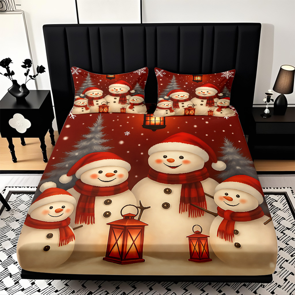 TEMU / JIT nuevos productos transfronterizos adorables series de Navidad molido HD impresión digital cama de cama Kasa set ropa de cama