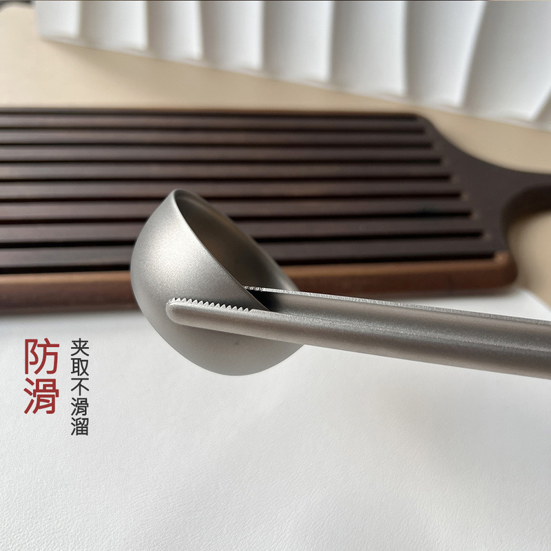 纯钛茶夹镊子钛金属茶叶茶杯夹户外蔬菜烤肉夹牛排夹烧烤工具野营|undefined