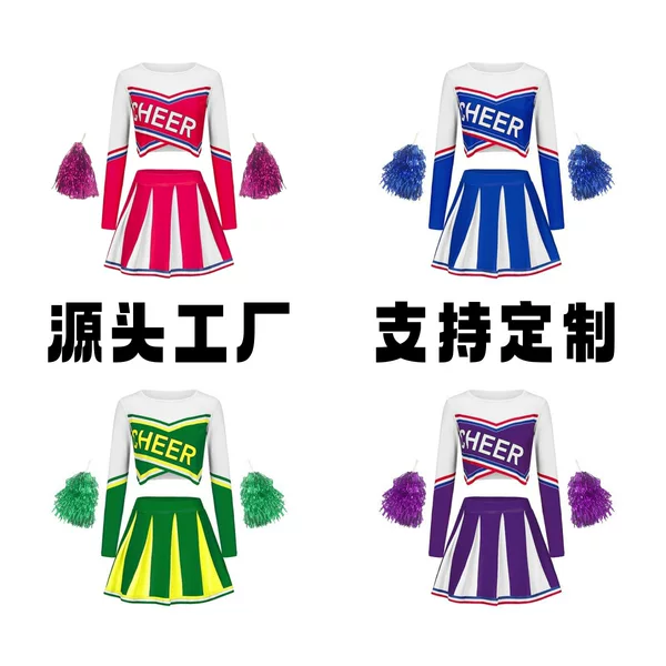 Halloween Cheerleading Costumes, Universal Stage Performance Costumes for Kidsren and Adults, Student Competition Cheerleading Pleated Skirt Suits
