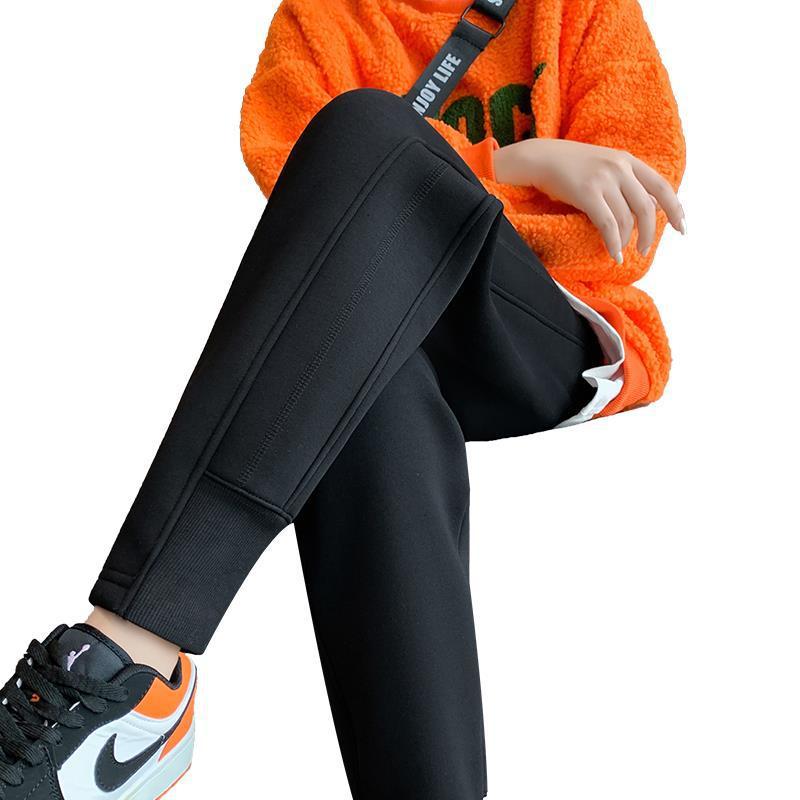 裏起毛スポーツパンツ レディース ブラック ハーレムパンツ ジョガーパンツ カジュアルパンツ 秋冬 ゆったり 着痩せ 暖かい スウェットパンツ 脚長効果