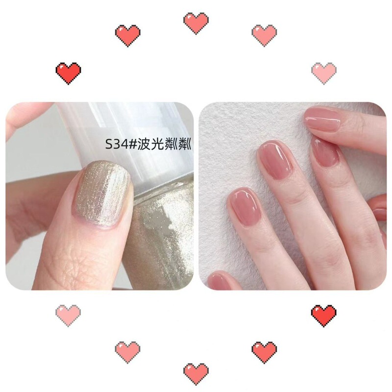 可撕拉无异味裸色指甲油免烤可剥水性快干细闪冰透显白学生美甲|undefined