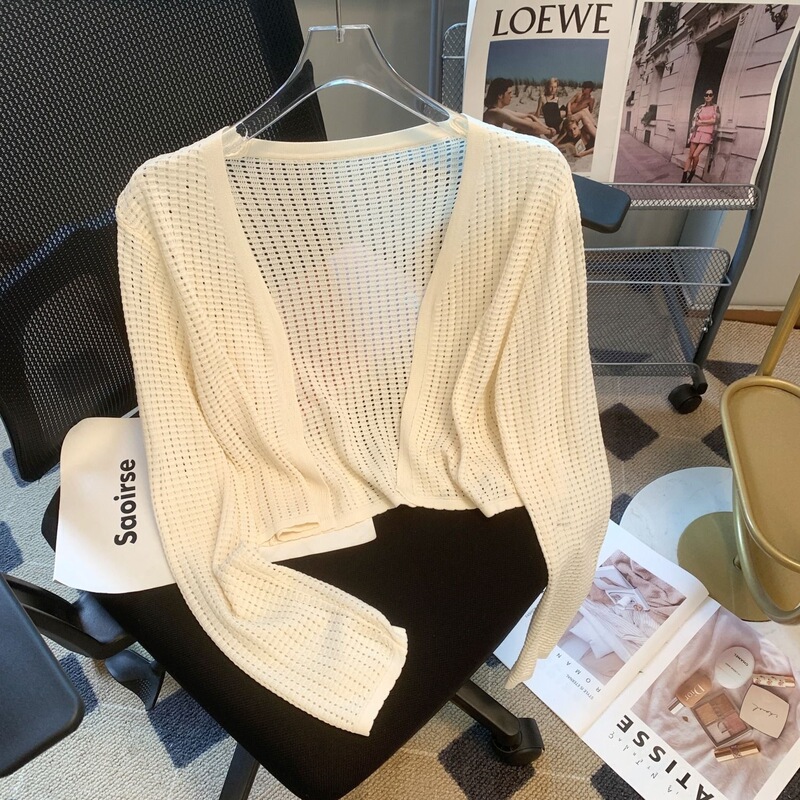 Ice Silk Knitted Cardigan for Women, Summer Thin Long-Sleeve Shawl, Paired with a Slip Dress, Sun Protection Air-Conditioning Shirt, Super Stylish Ice Silk Knitted Cardigan for Women, Summer Thin Long-Sleeve Shawl, Paired with a Slip Dress, Sun Protection Air-Conditioning Shirt, Super Stylish