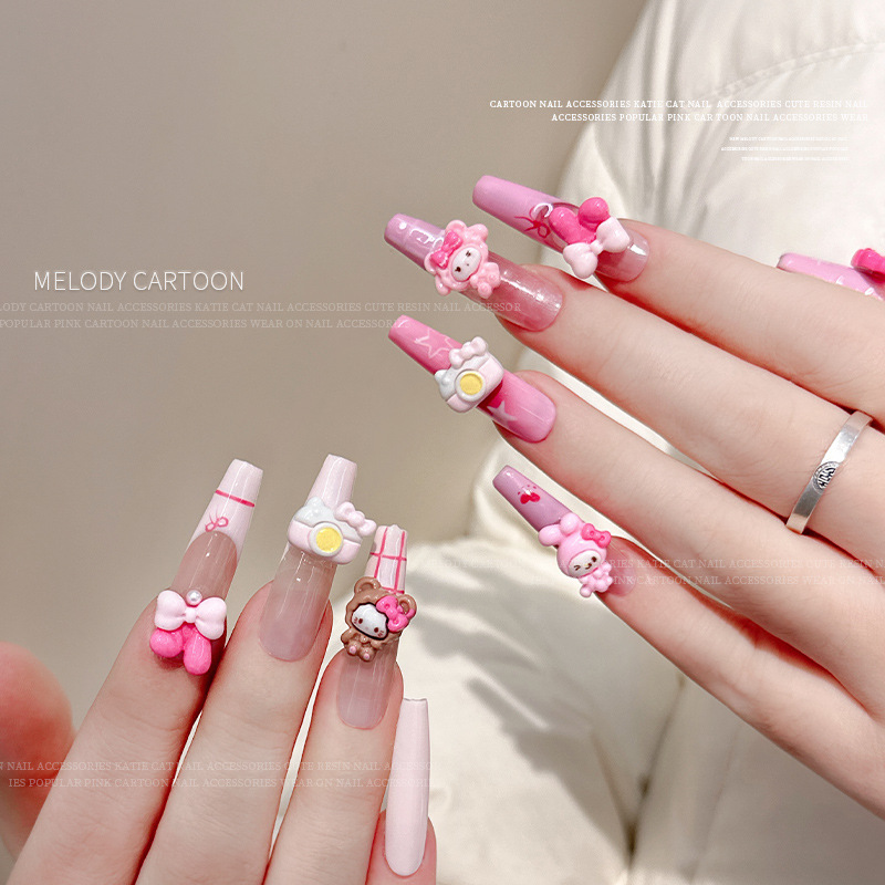 KT & 美楽ティ漫画ネイルアクセサリーかわいい立体熊カメラ美楽ティdiy樹脂着用甲アクセサリー