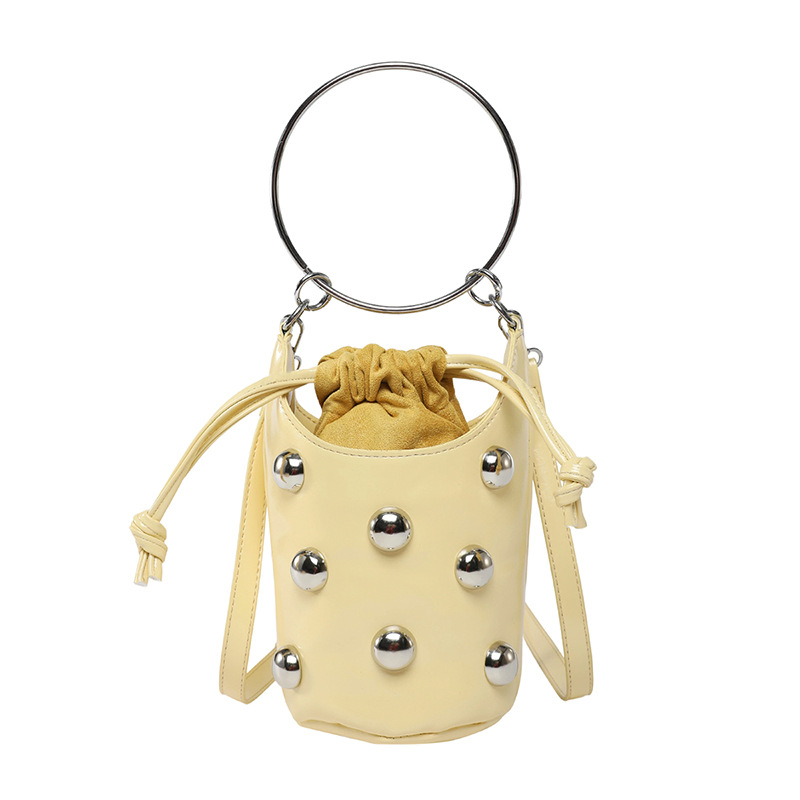 Bolso de cubo de textura transfronteriza 2025 verano nuevo estilo bolso de hombro de sentido avanzado bolso de mensajero con cuentas personalizado mujer