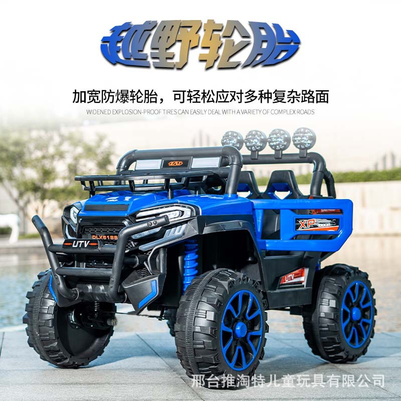 Coche eléctrico para niños de gran tamaño, vehículo todoterreno de cuatro ruedas, control remoto para niños y niñas, batería de cochecito recargable con tracción en las cuatro ruedas grande