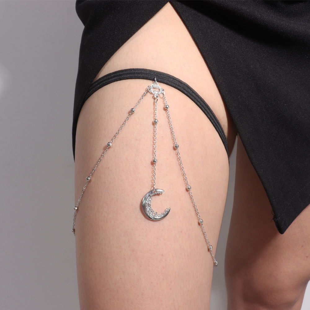 Bodychain Sexy Rhinestone Moon Pendant For Women Unique Accessory_voghion.com