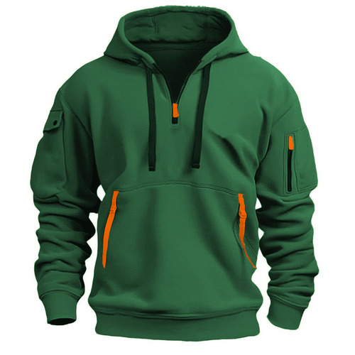 GEEDUP Cross-Border Spring and Autumn Men's Hooded Sweatshirt Zipper Multi-Pocket Pullover Shirt Men's Sports Casual Jacket
