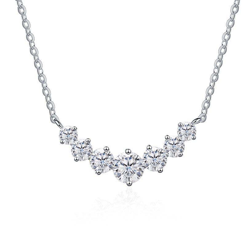 Collar de oro de plata esterlina s925 mujer sonrisa minimalista siete princesas collar de piedra de mosaico de color 2.8 quilates