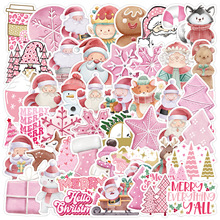 50可爱粉色圣诞装饰贴纸汽车手机电脑吉它贴纸笔记本防水手帐贴纸