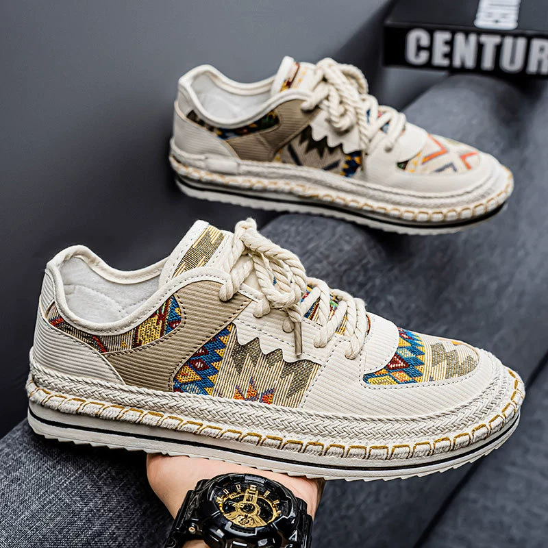 Мужская обувь из ткани старая пекинская обувь мужская 2025 летняя дышащая досуг ленивый человек водит педаль рыбацкая обувь мужская